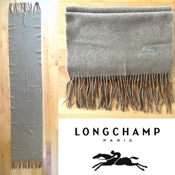Longchamp Accessories - Longchamp Paris Pure Virgin Wool Muffler / Scarf / Shawl | Rare | Beige